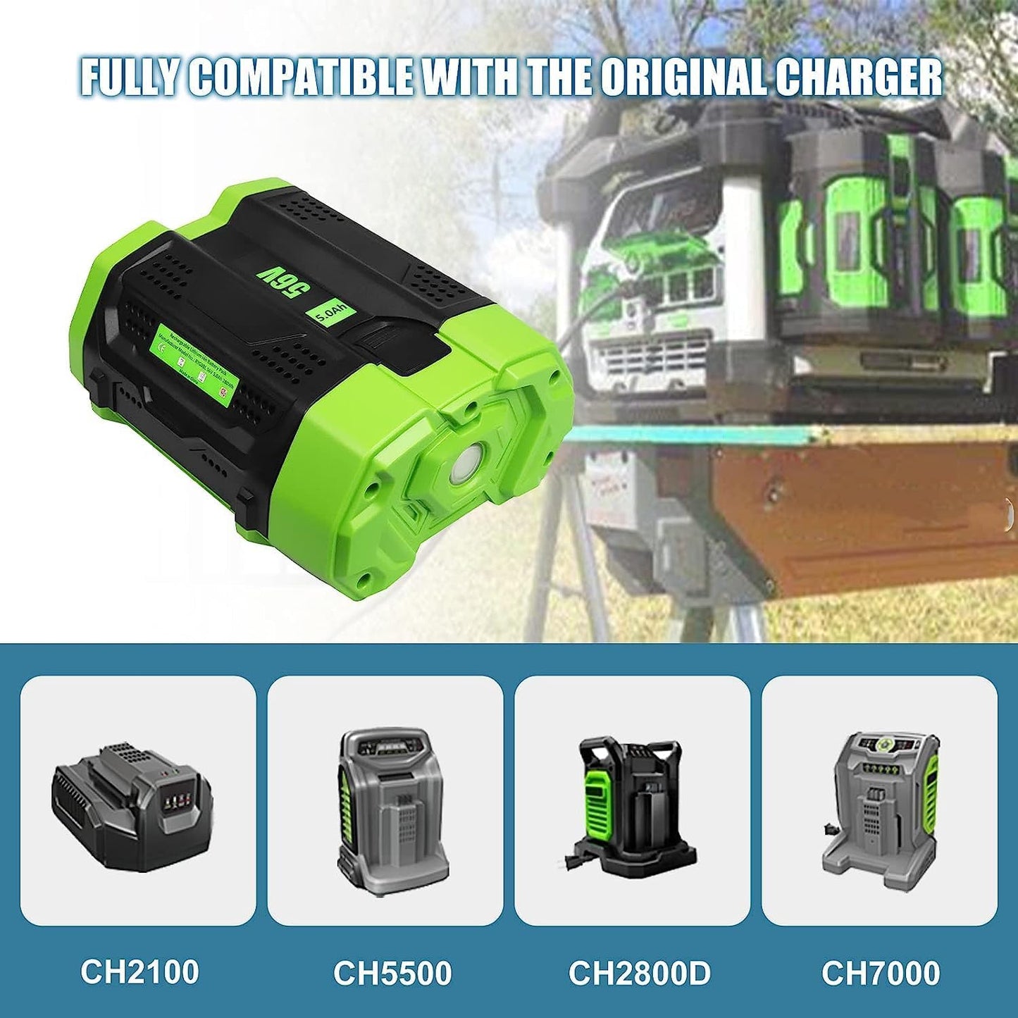 56V 5.0Ah Replacement for EGO Battery Compatible with BA2800 BA4200T BA4200 BA1400 BA2800T BA5600T Power Tools Battery (Multi)