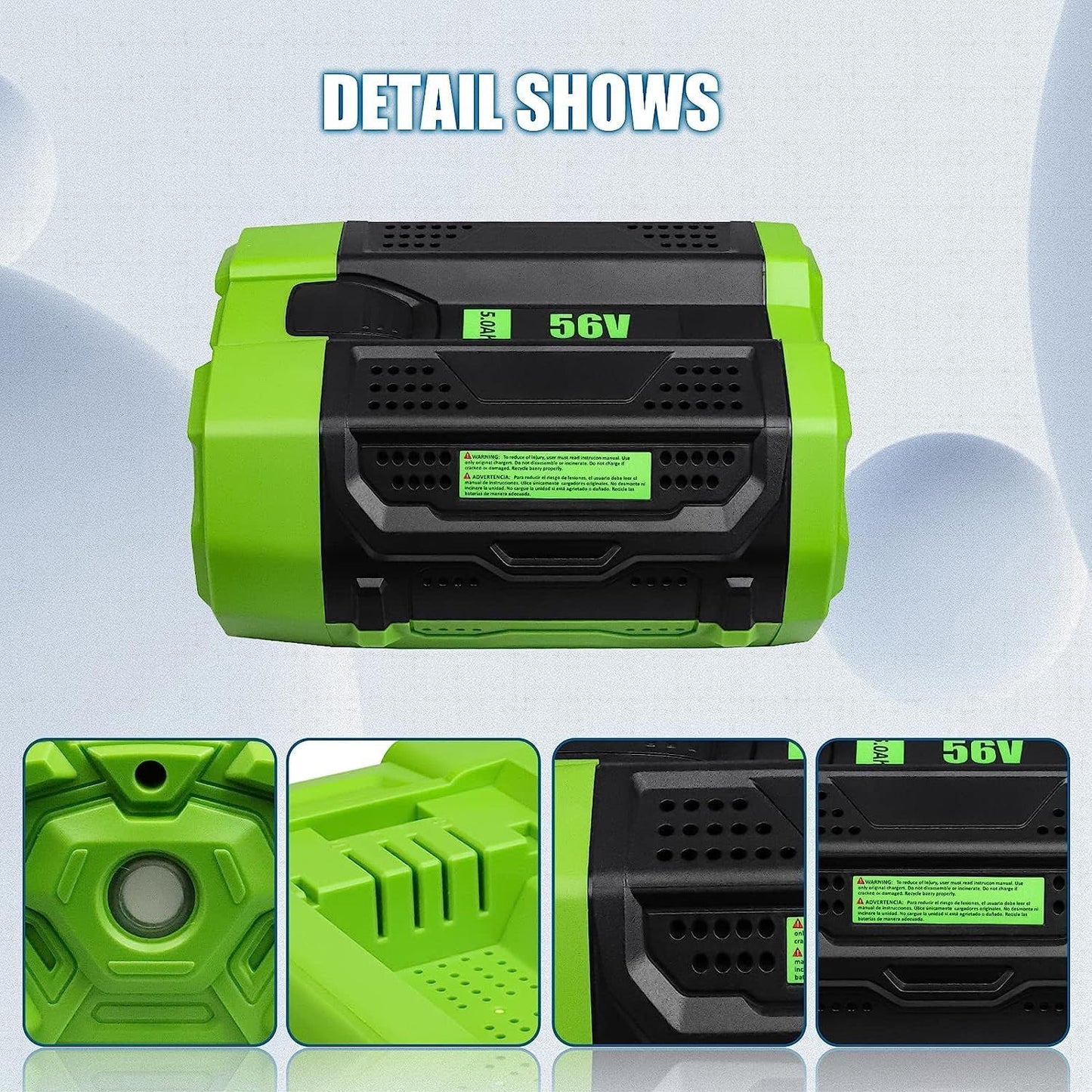 56V 5.0Ah Battery Compatible for EGO BA2800 BA4200T BA4200 BA1400 BA2800T BA5600T Power Tools Battery (Multi)