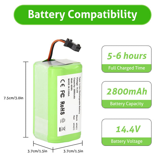 14.4V 2600mAh Battery Compatible for Eufy RoboVac 11, 11S, 12, 15C, 15T, 30,30C, 35C, Ecovacs Deebot N79 N79S DN622, RoboVac 15C MAX 25C 30, Goovi F007C D380 D382, G10 G20 G30 G35 G40 Hybrid